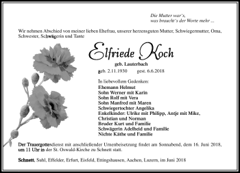 Traueranzeige von Elfriede Koch von Südthüringer Presse