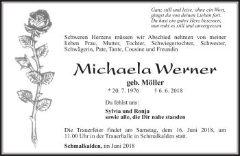 Traueranzeige von Michela Werner von Südthüringer Presse