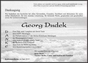 Traueranzeige von Georg Dudek von Südthüringer Presse