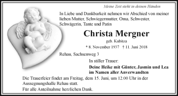 Traueranzeige von Christa Mergner von Frankenpost