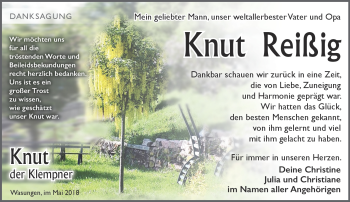 Traueranzeige von Knut Reißig von Südthüringer Presse
