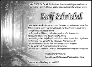 Traueranzeige von Rolf Schrickel von Südthüringer Presse