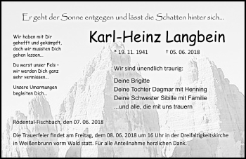 Traueranzeige von Karl-Heinz Langbein von Neue Presse Coburg