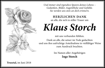 Traueranzeige von Klaus Storch von Südthüringer Presse
