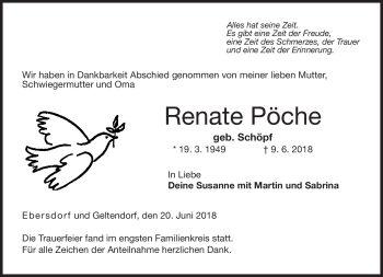 Traueranzeige von Renate Pöche von Neue Presse Coburg