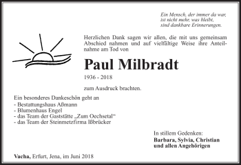 Traueranzeige von Paul Hildbradt von Südthüringer Presse