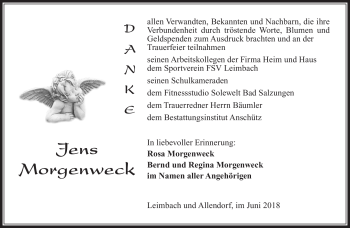 Traueranzeige von Jens Morgenweck von Südthüringer Presse