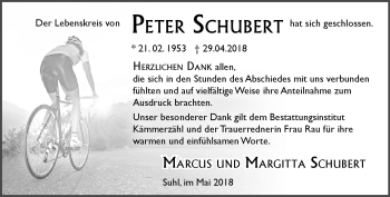 Traueranzeige von Peter Schubert von Südthüringer Presse