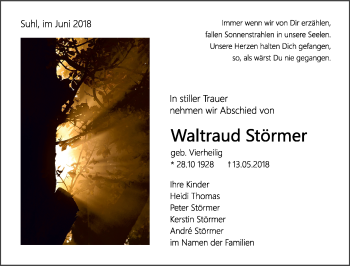 Traueranzeige von Waltraud Störmer von Südthüringer Presse