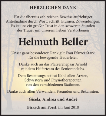 Traueranzeige von Helmuth Beller von Neue Presse Coburg