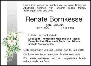 Traueranzeige von Renate Bornkessel von Neue Presse Coburg