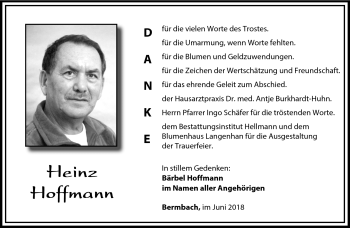 Traueranzeige von Heinz Hoffmann von Südthüringer Presse