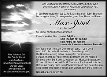 Traueranzeige von Max Spörl von Südthüringer Presse