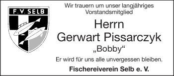 Traueranzeige von Gerwart Pissarczyk von Frankenpost