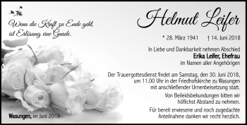 Traueranzeige von Helmut Leifer von Südthüringer Presse