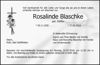Traueranzeige von Rosalinde Blaschke von Neue Presse Coburg
