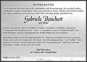 Traueranzeige von Gabriele Beuchert von Südthüringer Presse