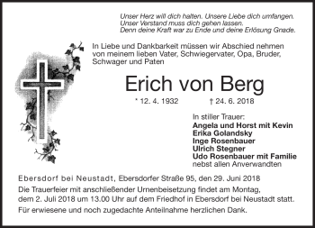 Traueranzeige von Erich von Berg von Neue Presse Coburg