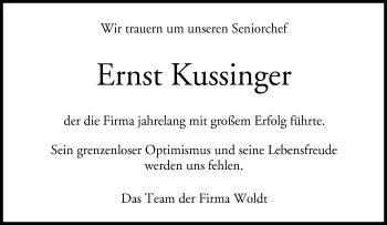 Traueranzeige von Ernst Kussinger von Neue Presse Coburg