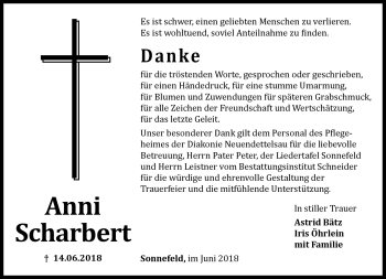 Traueranzeige von anni Scharbert von Neue Presse Coburg