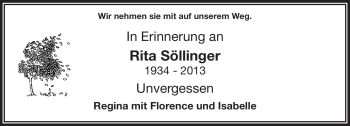 Traueranzeige von Rita Söllinger von Frankenpost
