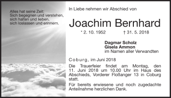 Traueranzeige von Joachim Bernhard von Neue Presse Coburg