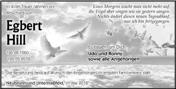 Traueranzeige von Egbert Hill von Südthüringer Presse
