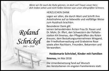 Traueranzeige von Roland Schrickel von Südthüringer Presse