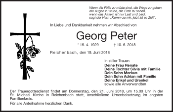 Traueranzeige von Georg Peter von Neue Presse Coburg