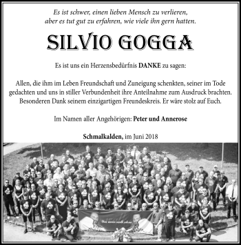 Traueranzeige von Silvio Gogga von Südthüringer Presse