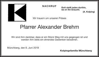 Traueranzeige von Alexander Brehm von Frankenpost