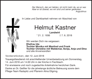 Traueranzeige von Helmut Kastner von Neue Presse Coburg