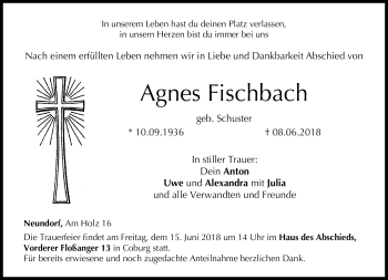 Traueranzeige von Agnes Fischbach von Neue Presse Coburg