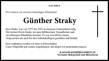 Traueranzeige von Günther Straky von Neue Presse Coburg