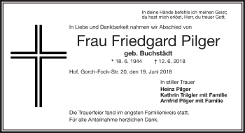 Traueranzeige von Friedegard Pilger von Frankenpost