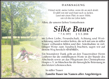 Traueranzeige von Silke Bauer von Südthüringer Presse
