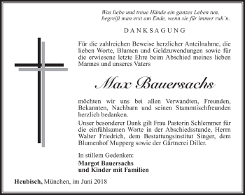 Traueranzeige von Max Bauersachs von Südthüringer Presse
