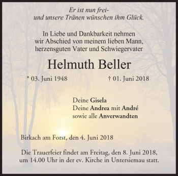 Traueranzeige von Helmuth Beller von Neue Presse Coburg