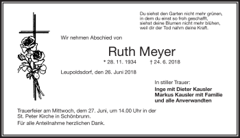 Traueranzeige von Ruth Meyer von Frankenpost