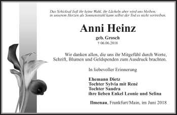 Traueranzeige von Anni Heinz von Südthüringer Presse
