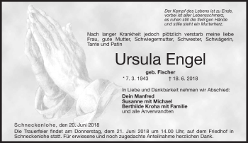 Traueranzeige von Ursula Engel von Neue Presse Coburg