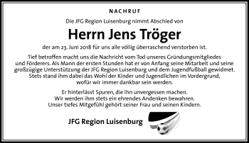 Traueranzeige von Jens Tröger von Frankenpost