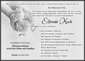 Traueranzeige von Elfriede Koch von Südthüringer Presse
