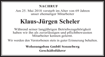 Traueranzeige von Klaus-Jürgen Scheler von Südthüringer Presse