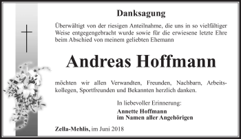 Traueranzeige von Andreas Hoffmann von Südthüringer Presse