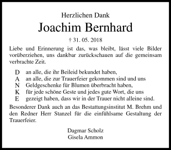 Traueranzeige von Joachim Bernhard von Neue Presse Coburg