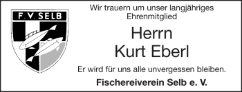 Traueranzeige von Kurt Eberl von Frankenpost