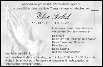 Traueranzeige von Else Fehd von Neue Presse Coburg