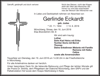 Traueranzeige von Gerlinde Eckhardt von Frankenpost
