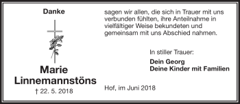 Traueranzeige von Marie Linnemannstöns von Frankenpost